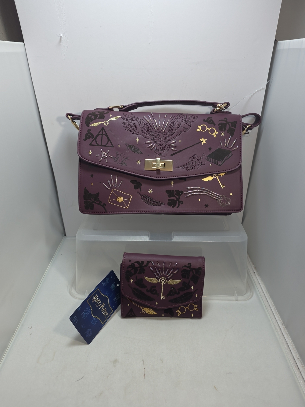 Harry Potter Flocked Magical Icons Crossbody Bag & Wallet Set NWT